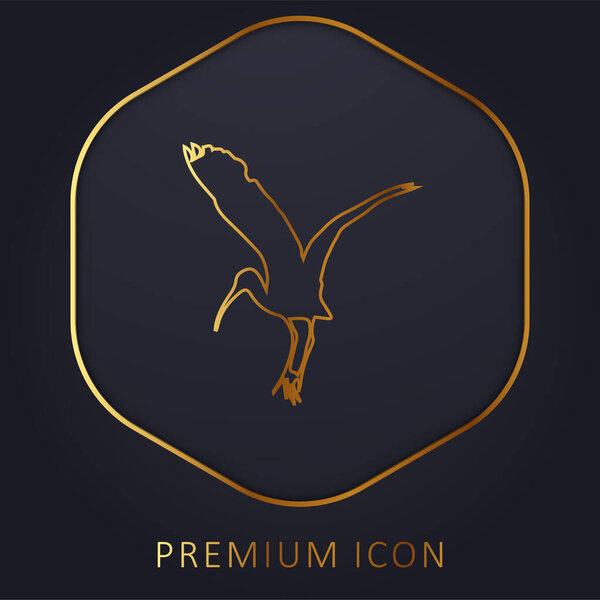 Bird Stork Shape golden line premium logo or icon