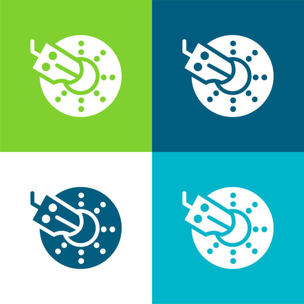 Brake Flat four color minimal icon set