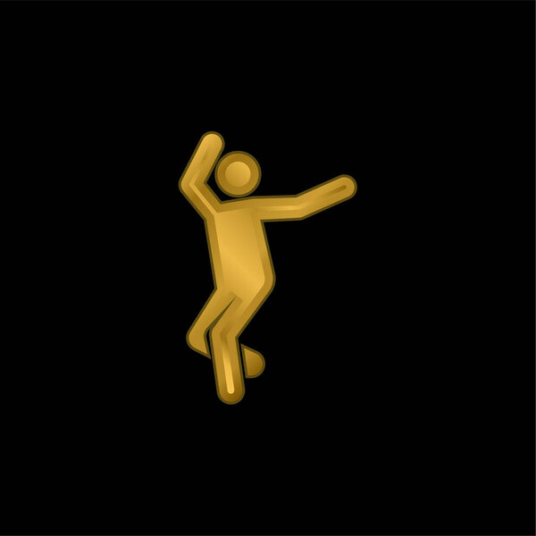 Breakdance gold plated metalic icon or logo vector