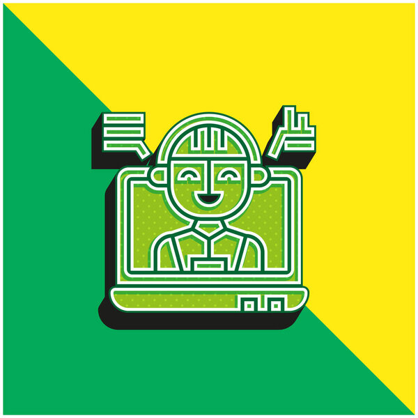Зеленый и желтый современный 3d логотип векторной иконы