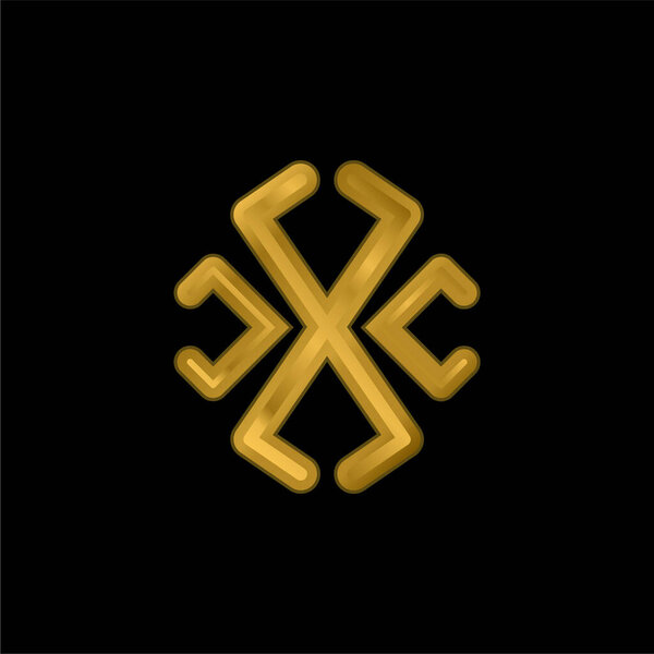 Astrological Line Symbol gold plated metalic icon or logo vector