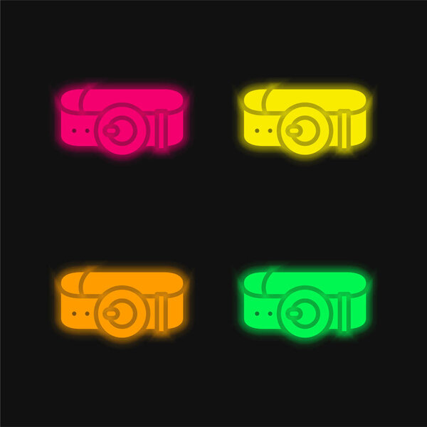 Belt four color glowing neon vector icon