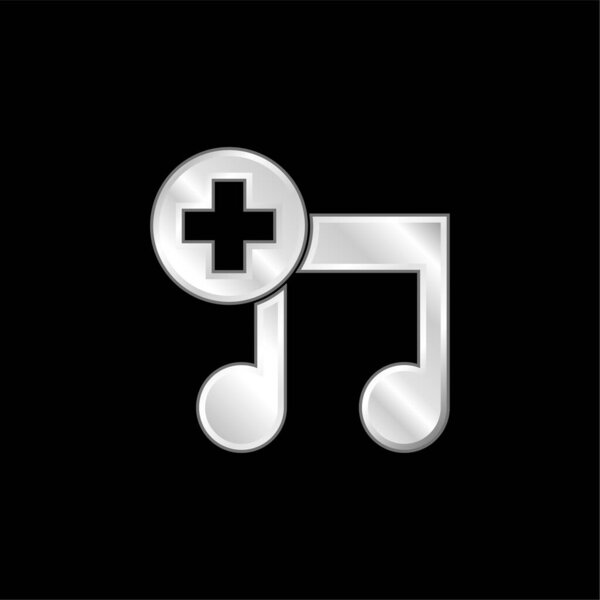 Add A Song Interface Symbol silver plated metallic icon