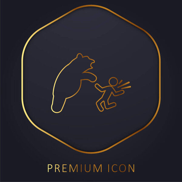Bear Attacking golden line premium logo or icon