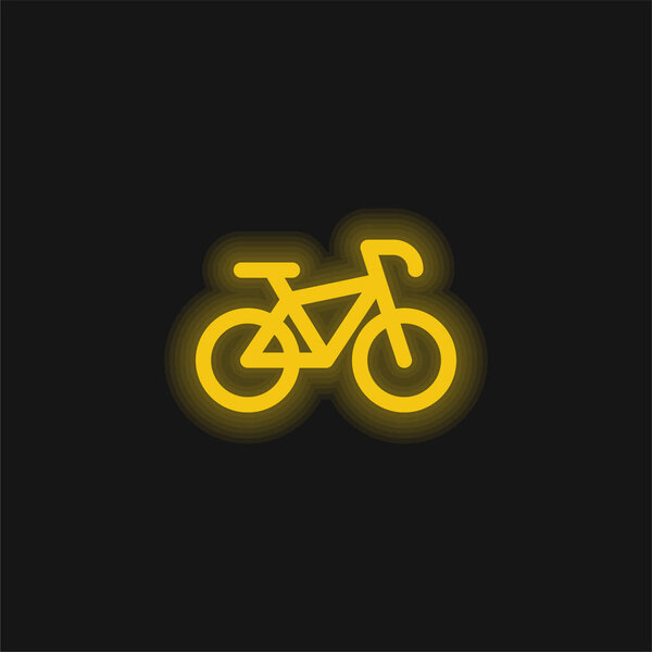 Bike yellow glowing neon icon