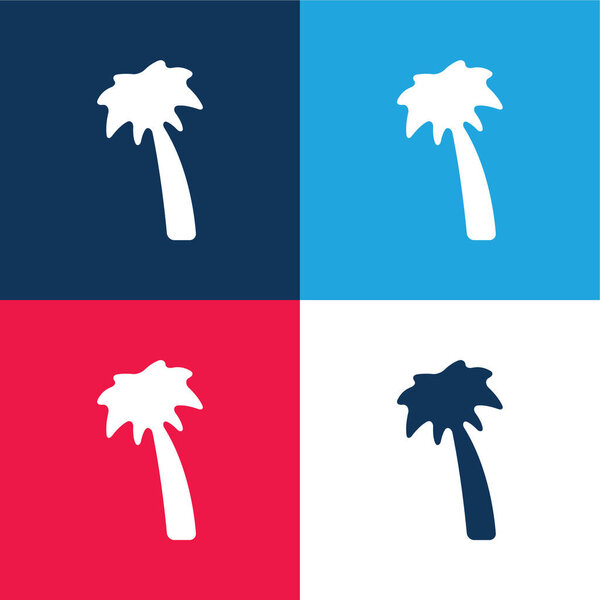 Black Palm Tree blue and red four color minimal icon set