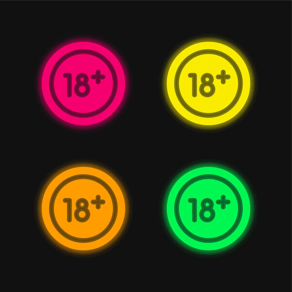Age Limit four color glowing neon vector icon