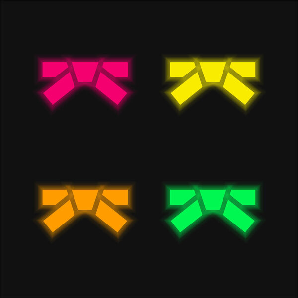 Belt four color glowing neon vector icon