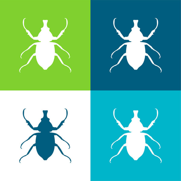 Animal Longhorned Insect Shape Flat four color minimal icon set