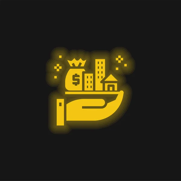 Activa Geel Gloeiend Neon Pictogram — Stockvector