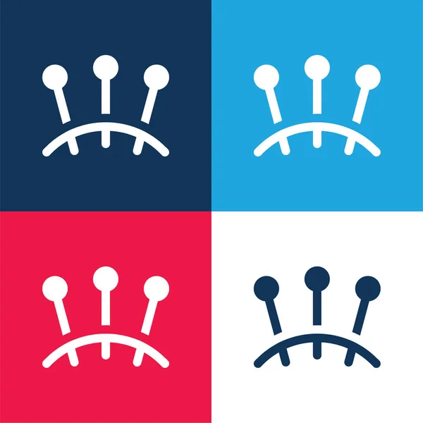 Acupuncture blue and red four color minimal icon set