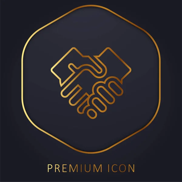 Acuerdo Línea Oro Logotipo Premium Icono — Archivo Imágenes Vectoriales