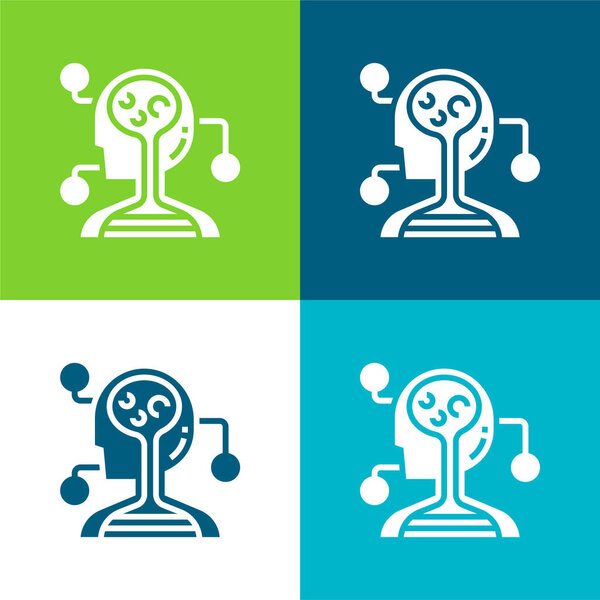 Биология Плоский четырехцветный минимальный набор значков