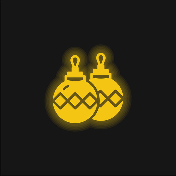 Bauble yellow glowing neon icon