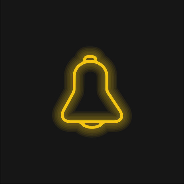 Bell Of Phone Interface yellow glowing neon icon