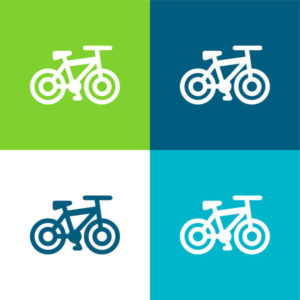 Bicycle Flat four color minimal icon set