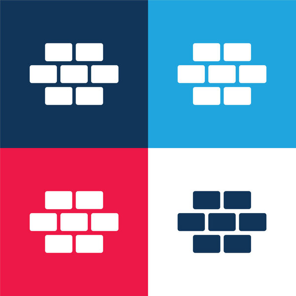 Brickwall синий и красный четыре цвета минимальный набор значков