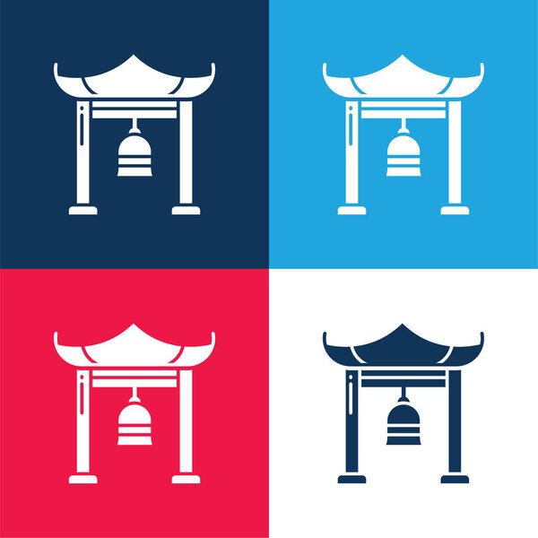 Bell blue and red four color minimal icon set