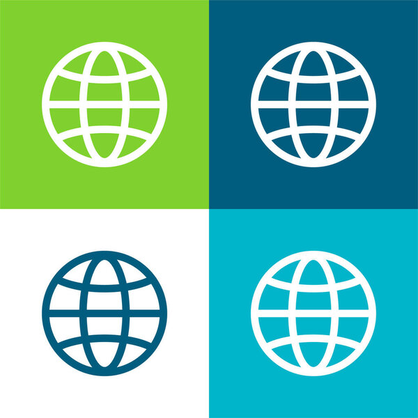 Большой глобус Плоский четырехцветный минимальный набор иконок