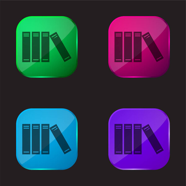 Books Arranged Vertically four color glass button icon