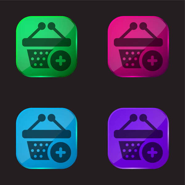 Add To Cart four color glass button icon