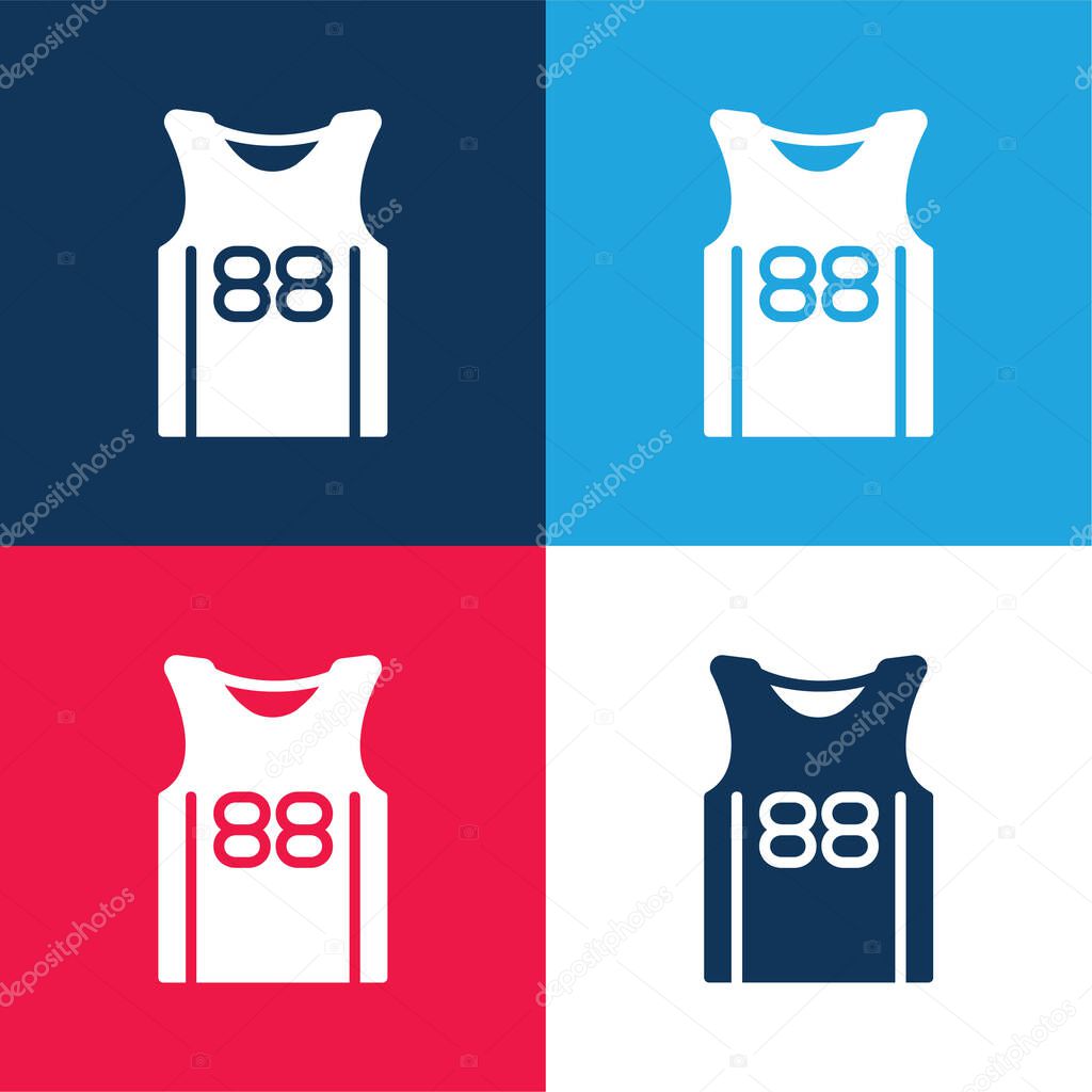 Basketball Jersey blue and red four color minimal icon set