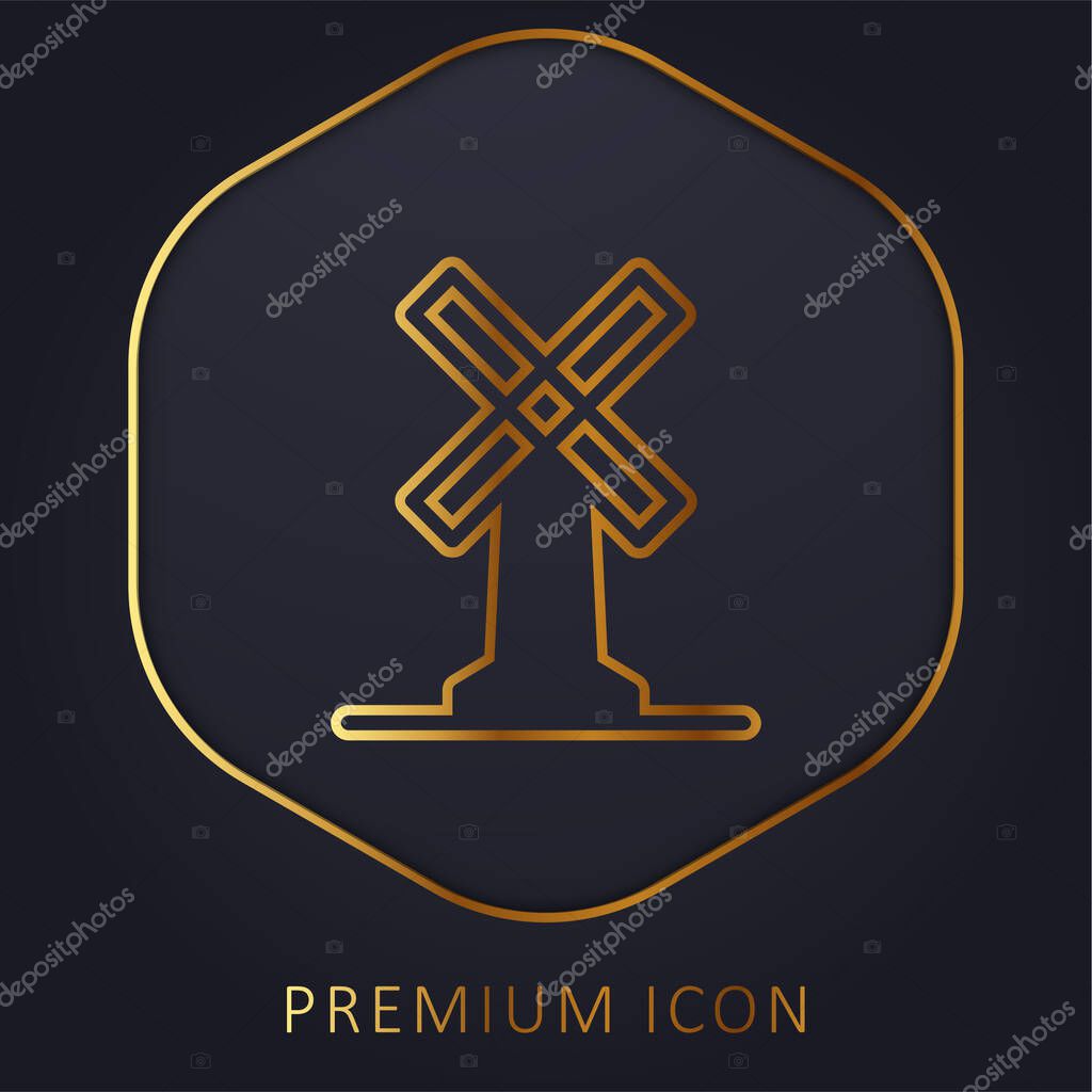 Big Windmill golden line premium logo or icon