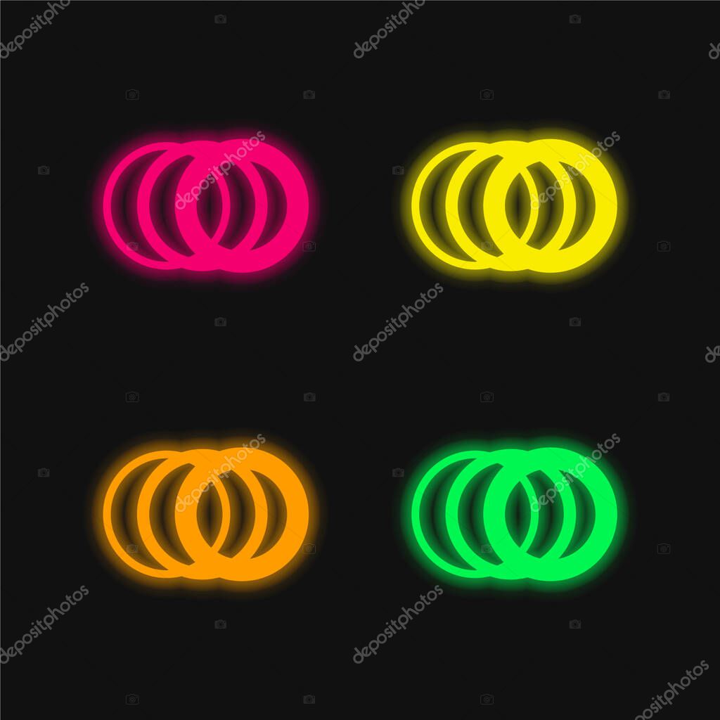 Bilbao Metro Logos four color glowing neon vector icon