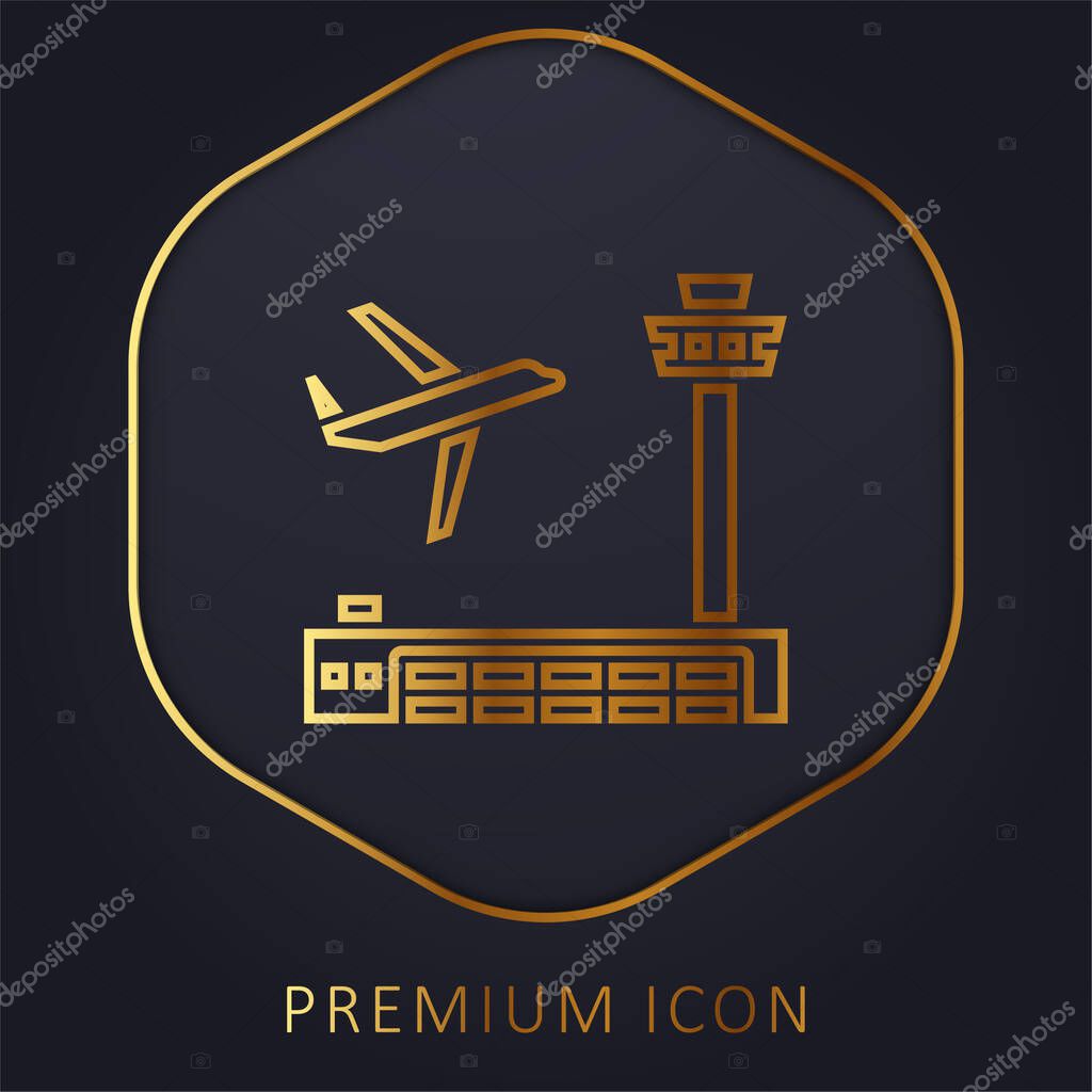 Airport golden line premium logo or icon