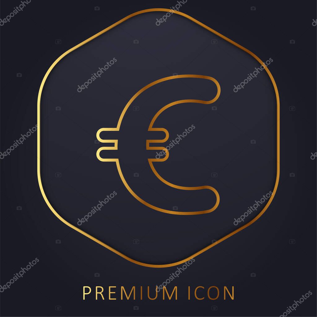 Big Euro Symbol golden line premium logo or icon