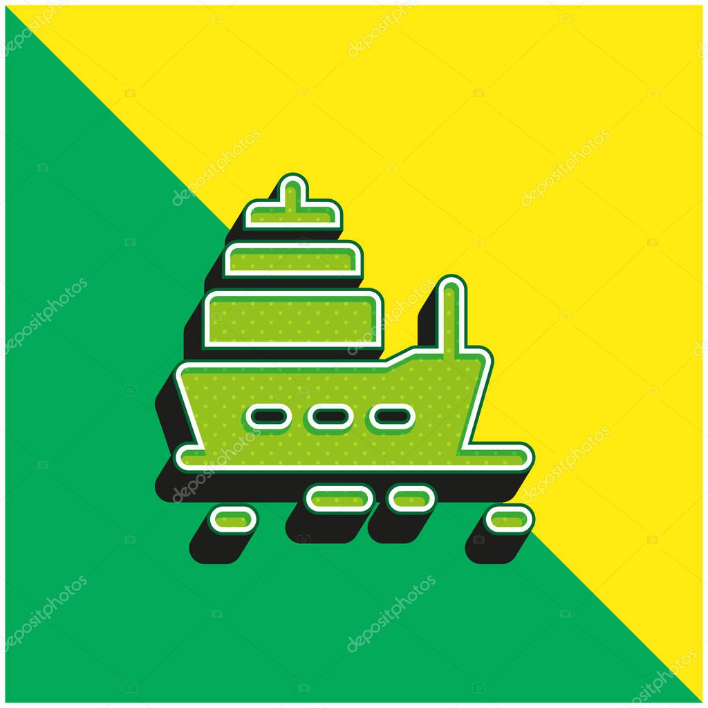 Boat Green and yellow modern 3d vector icon logo