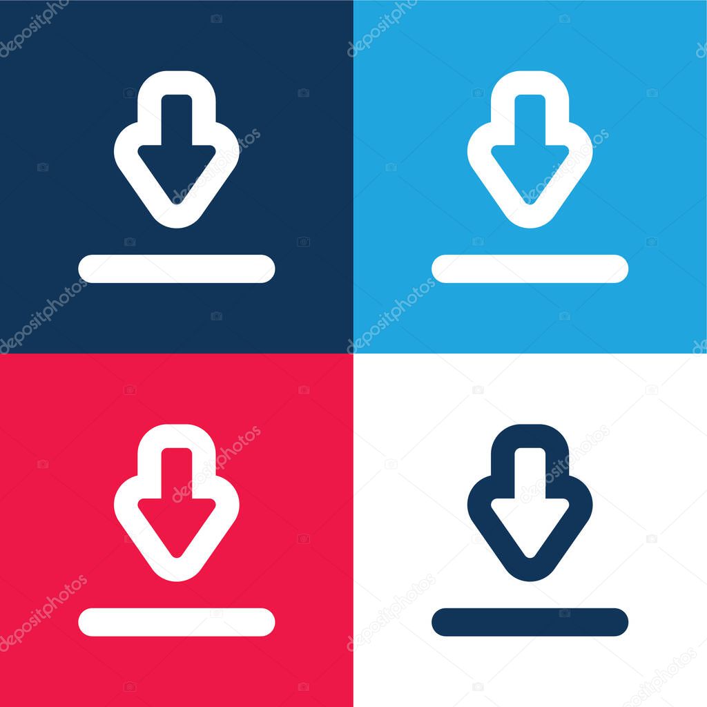 Big Download Arrow blue and red four color minimal icon set