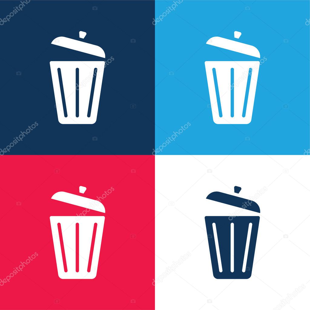 Bin blue and red four color minimal icon set