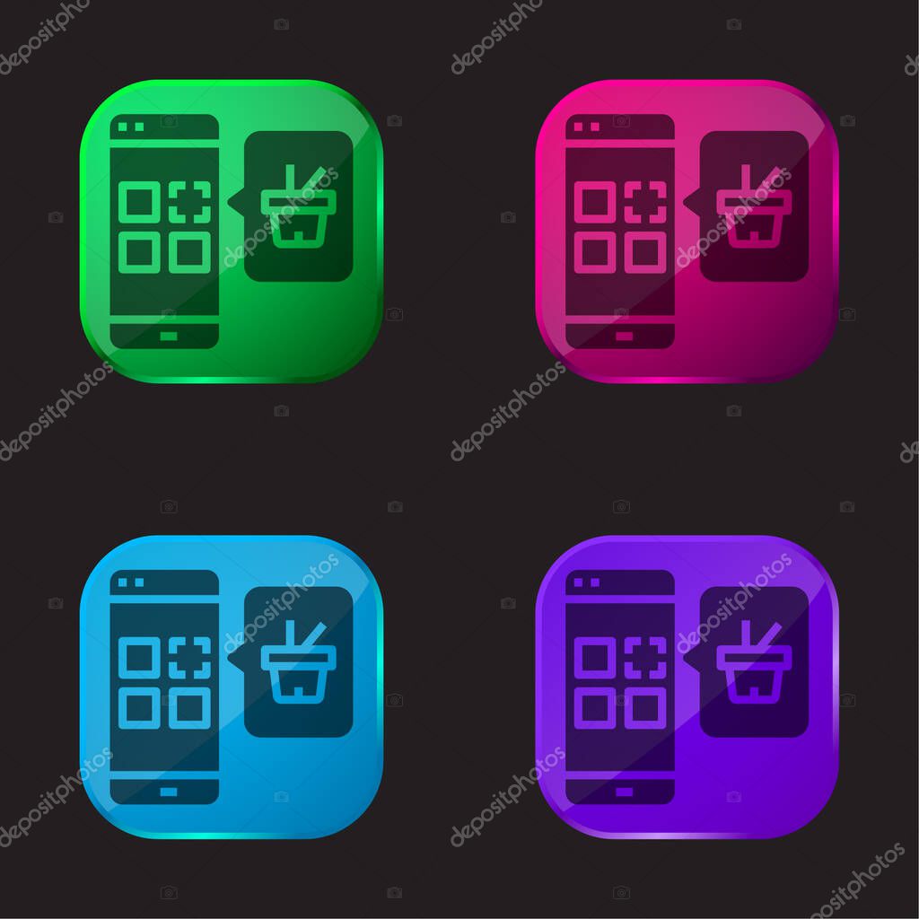 Application four color glass button icon