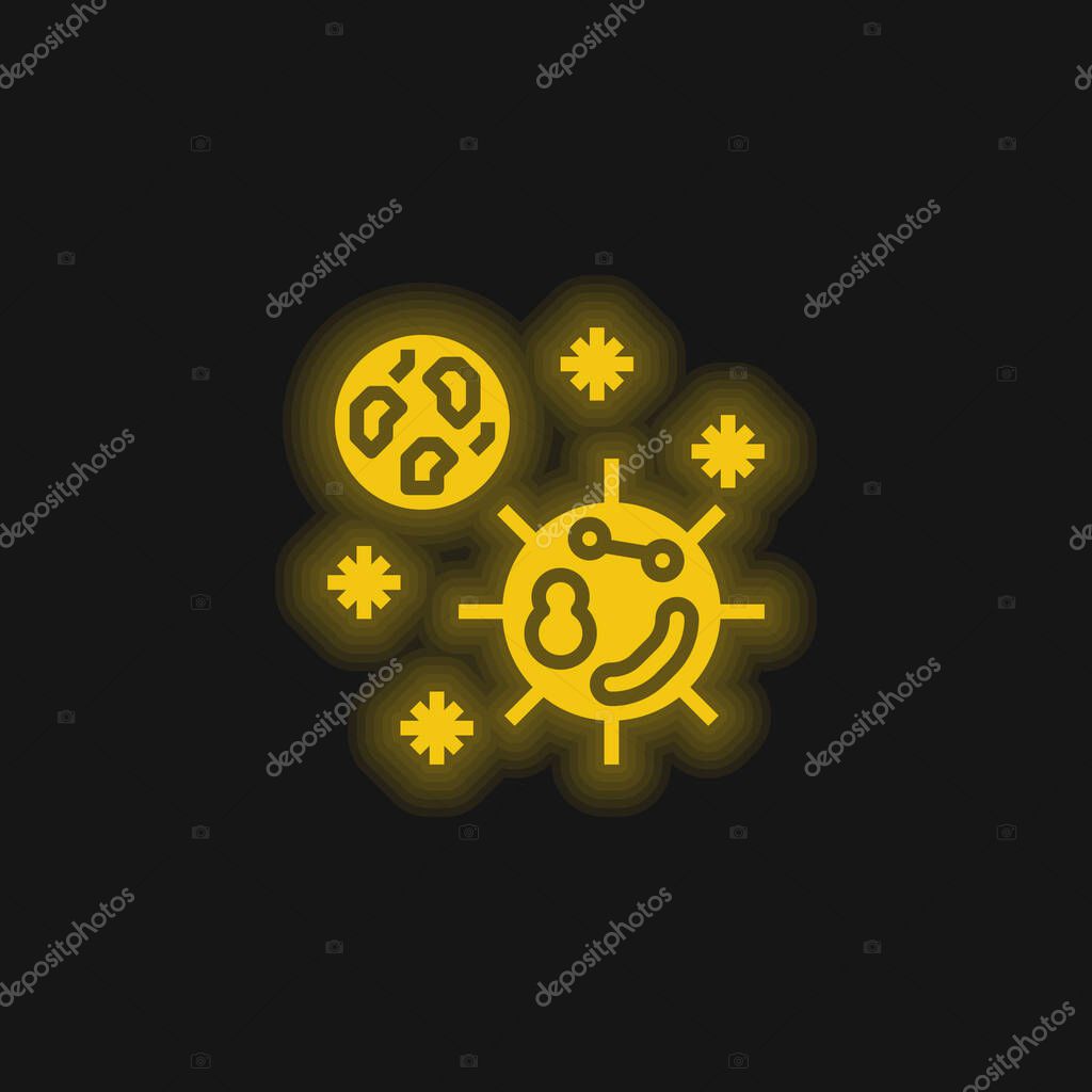 Bacteria yellow glowing neon icon