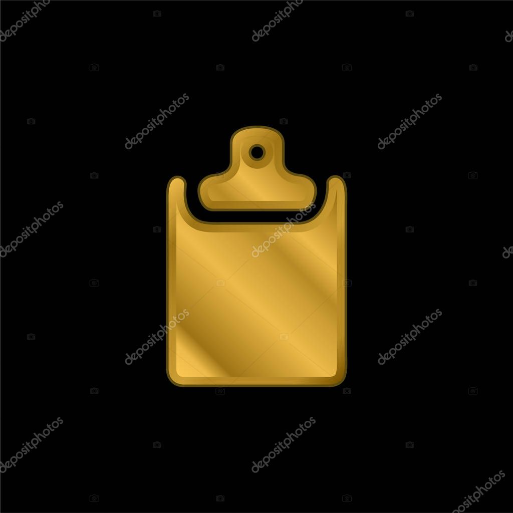 Black Clipboard gold plated metalic icon or logo vector