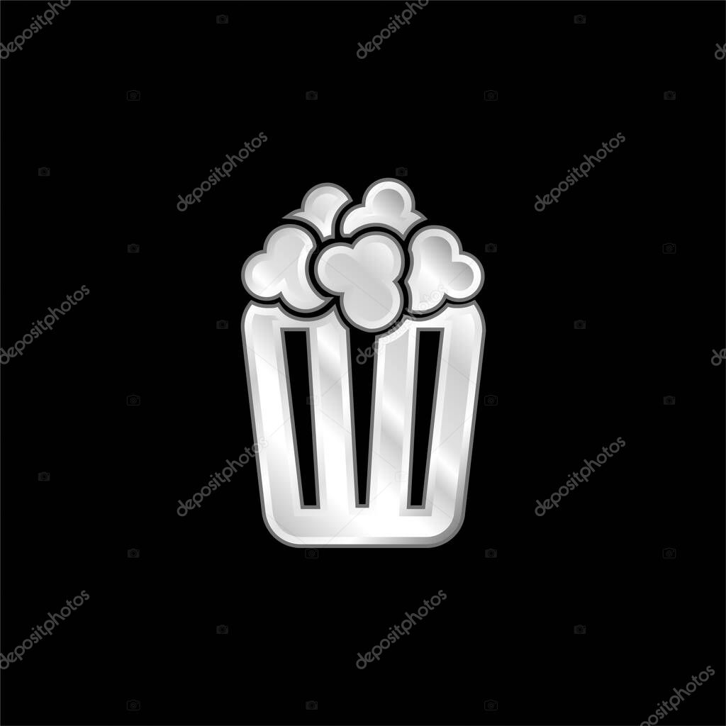 Box Of Popcorn silver plated metallic icon