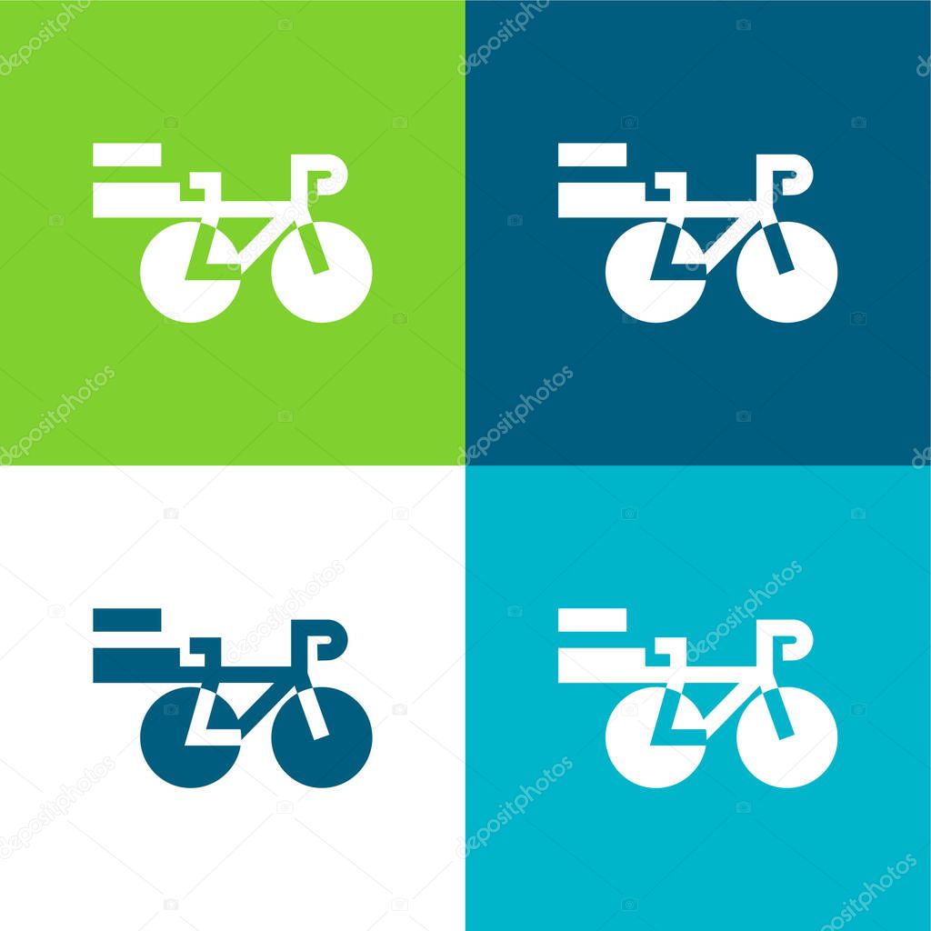 Bike Flat four color minimal icon set