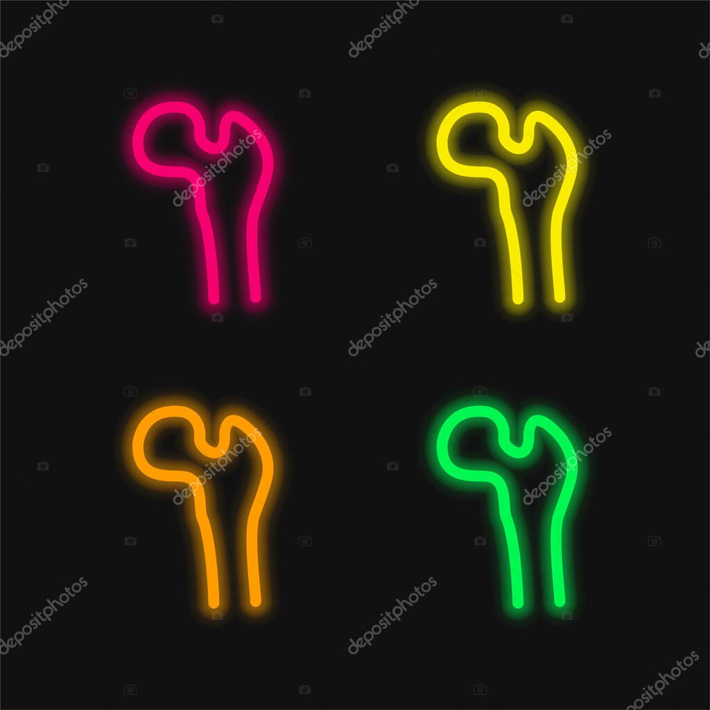 Bone Structure Tip four color glowing neon vector icon