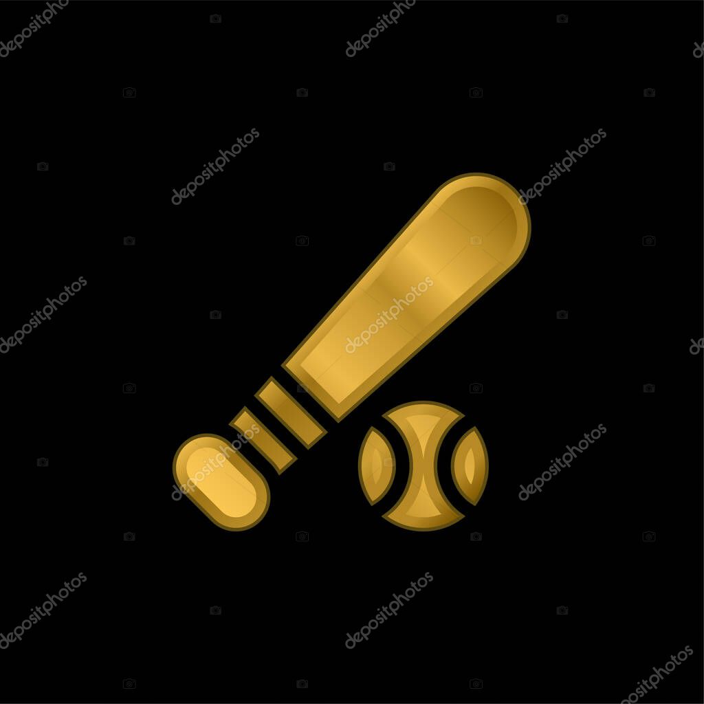 Baseball Ball gold plated metalic icon or logo vector