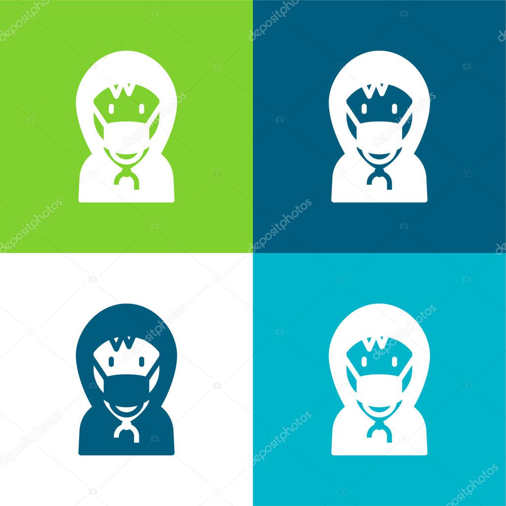 Boy Flat four color minimal icon set