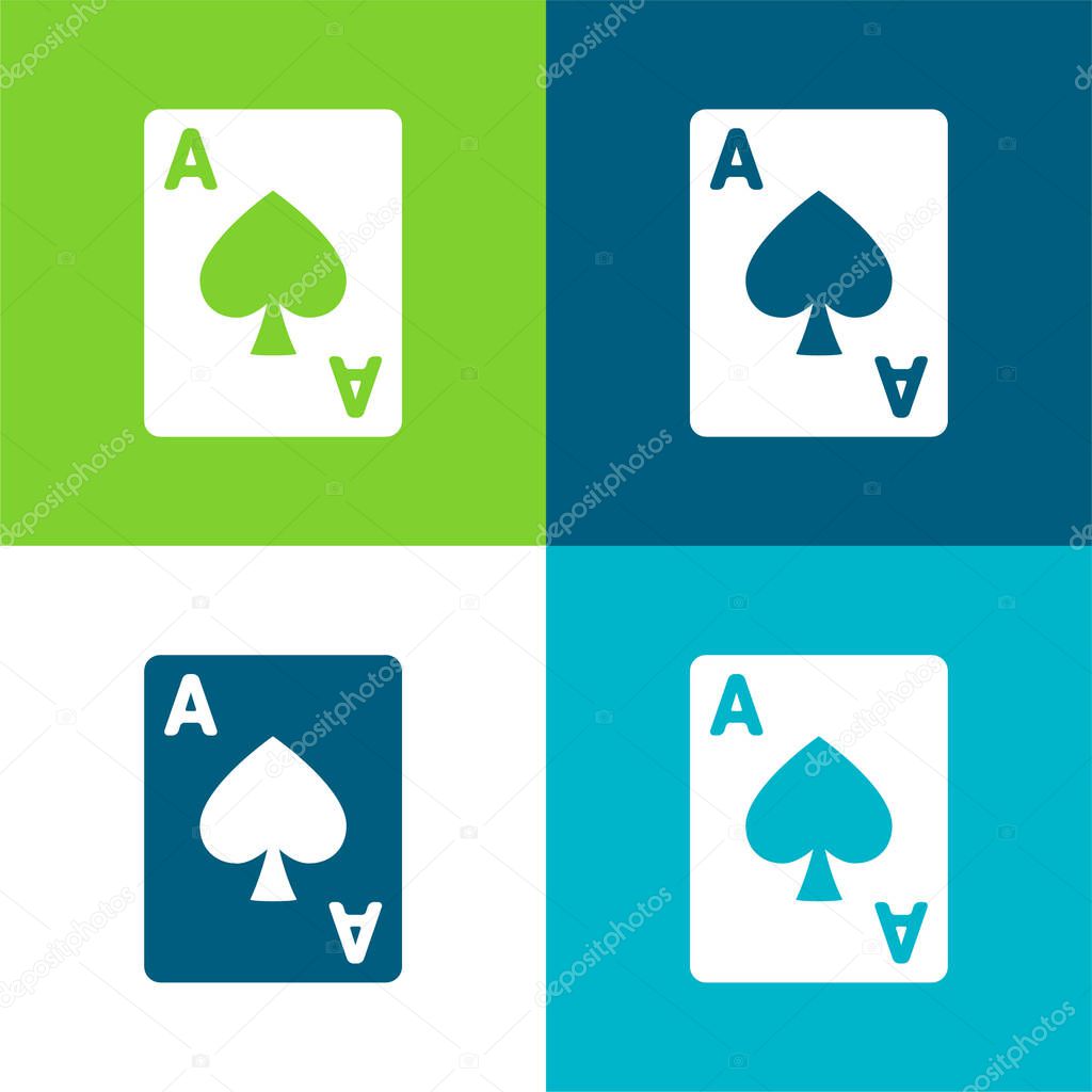 Ace Of Hearts Flat four color minimal icon set