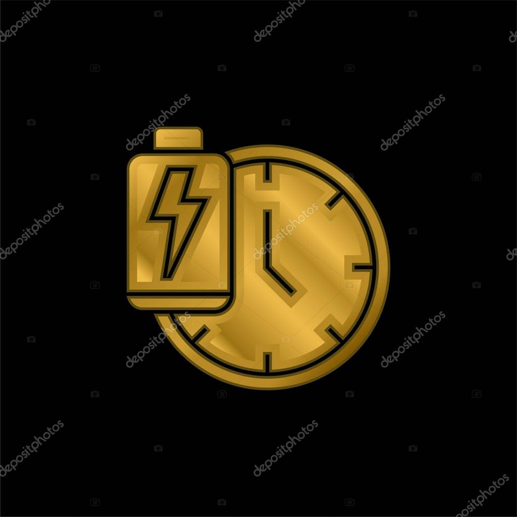 Battery gold plated metalic icon or logo vector
