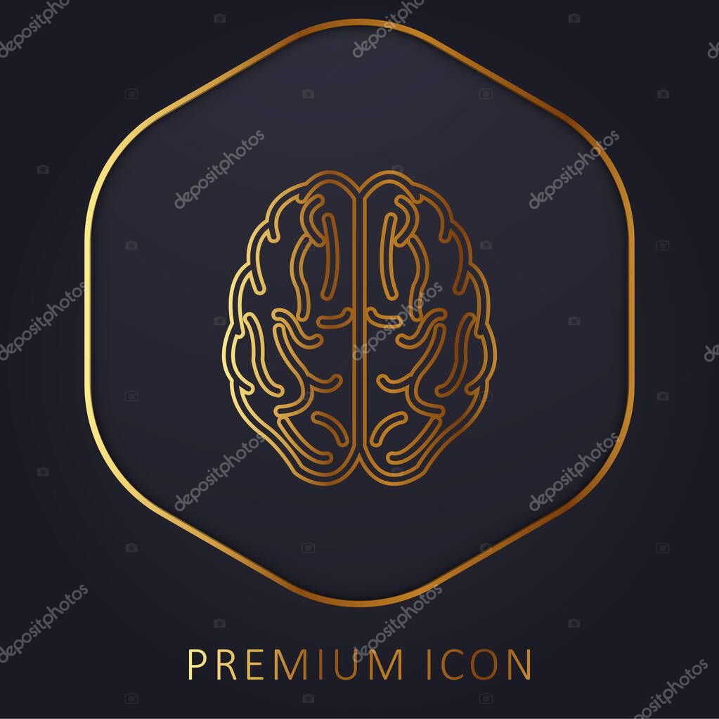 Brain Upper View Outline golden line premium logo or icon