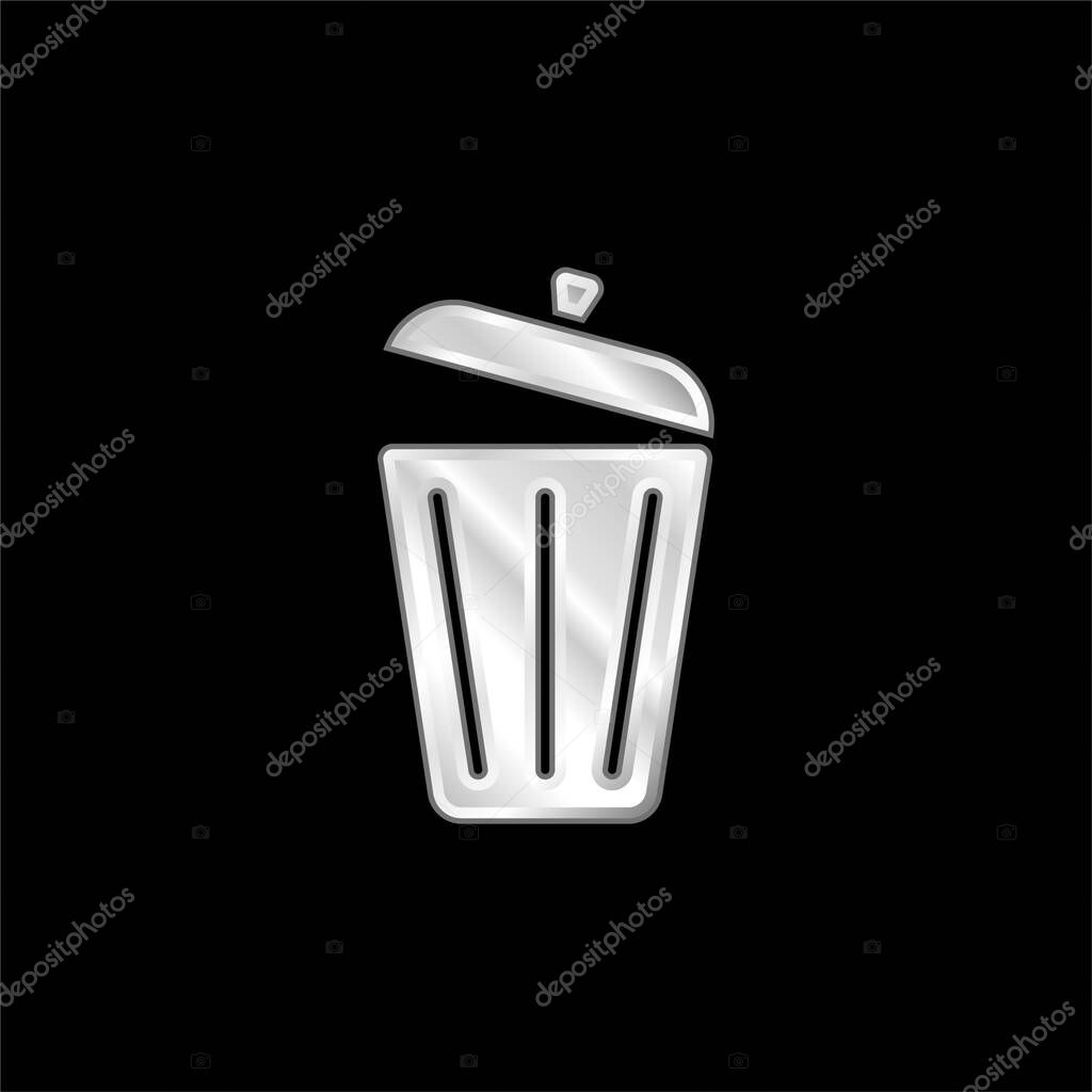 Bin silver plated metallic icon