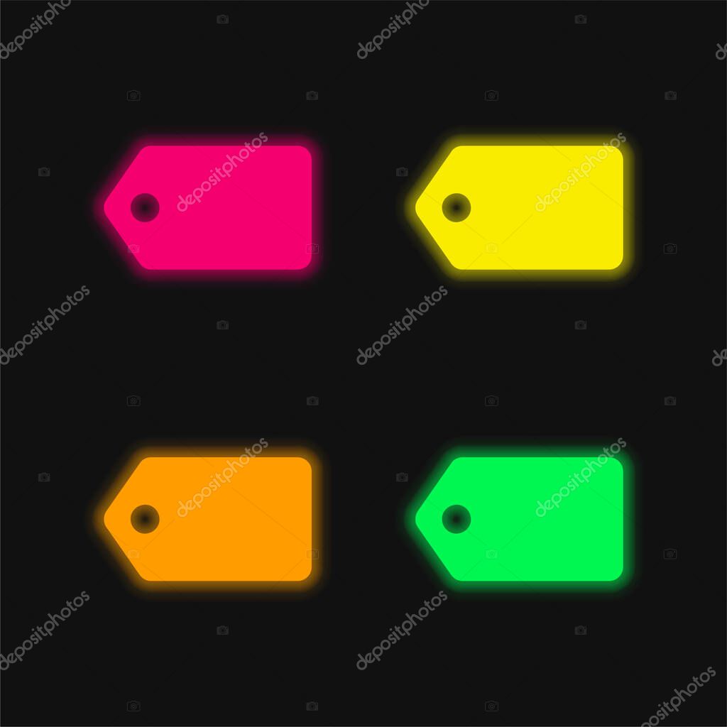 Black Label In Horizontal Position four color glowing neon vector icon