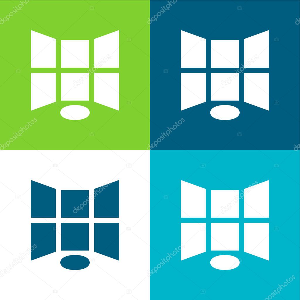 3d Display Flat four color minimal icon set