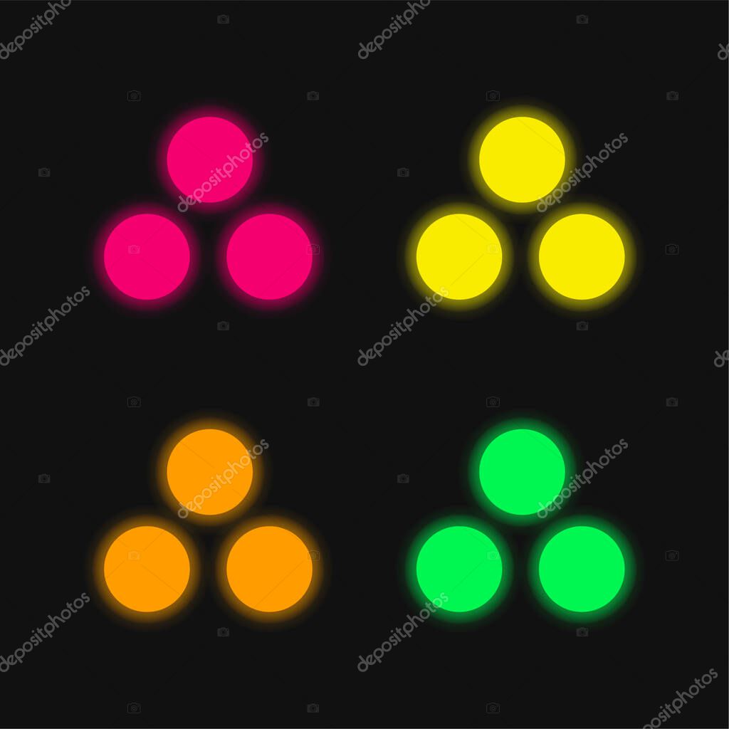 Ammunition four color glowing neon vector icon