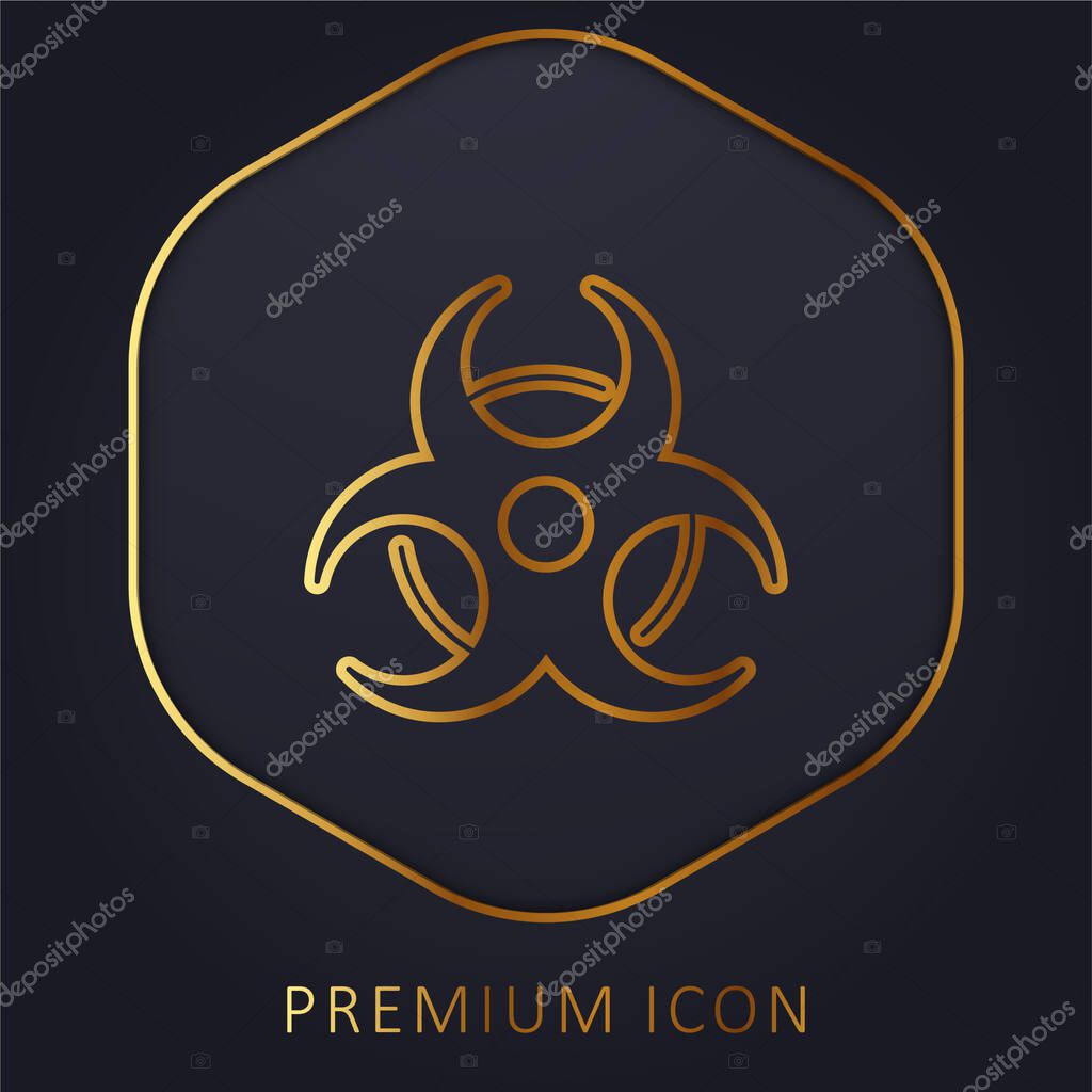Biohazard Sign golden line premium logo or icon