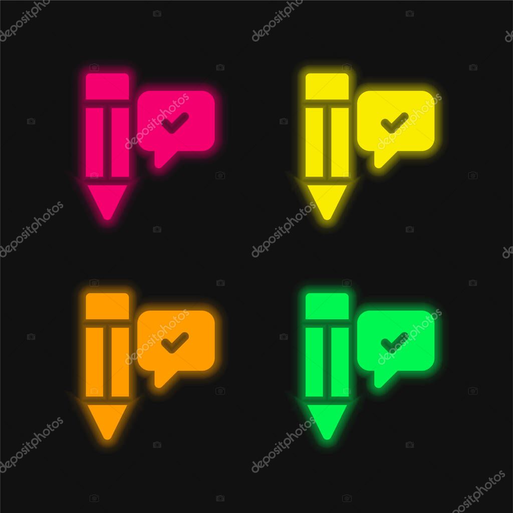 Agree four color glowing neon vector icon
